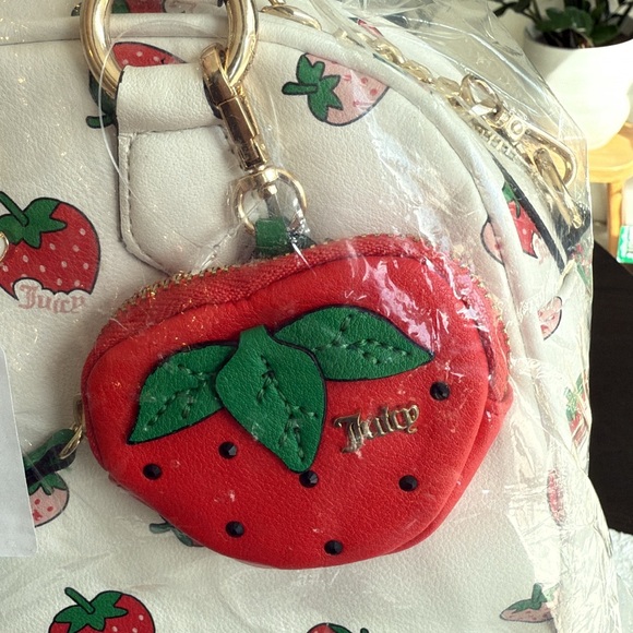 Juicy Couture White Strawberry Print Bowler Bag - Picture 2 of 7